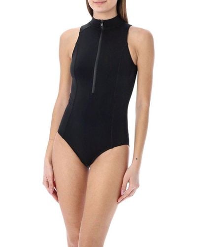 Y-3 Half Zip Mockneck Sleeveless Swimsuit - Black