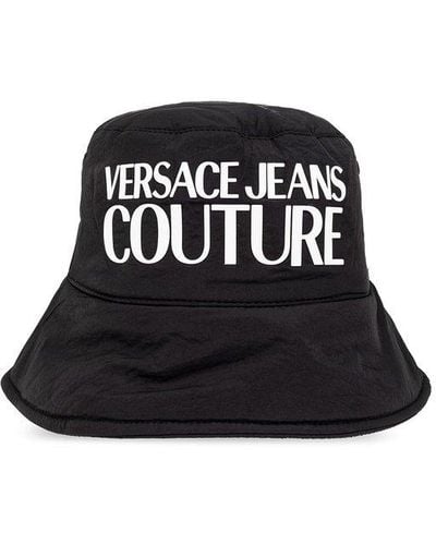 Versace Bucket Hat With Logo, - Black