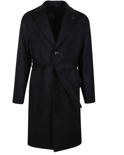 Lardini Single Breasted Belted Coat - Black