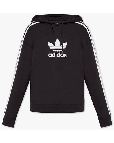adidas Originals Center Stage Logo Print Hooded Sweatshirt - Black