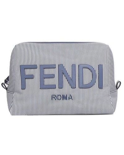 Fendi Logo Patch Medium Beauty Pouch - White