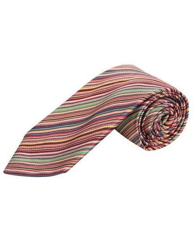 Paul Smith Signature Stripe Printed Tie - Brown
