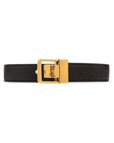 Saint Laurent Leather Belt, - Black