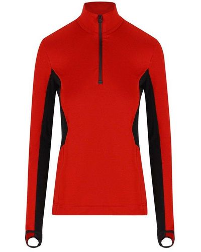 3 MONCLER GRENOBLE Half-zip Long-sleeved Sweater - Red