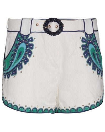 Johanna Ortiz + Net Sustain Shanga Shirred Organic Linen Shorts in White