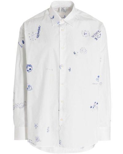 Vetements Scribbled Long-sleeved Shirt - White