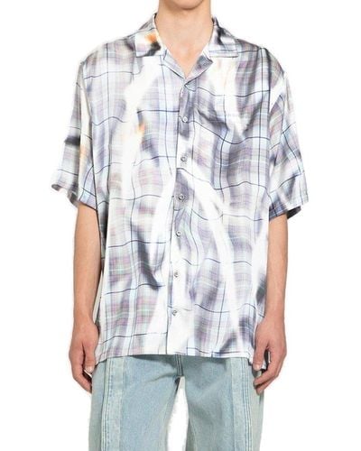 Y. Project Check-printed Short-sleeved Shirt - White