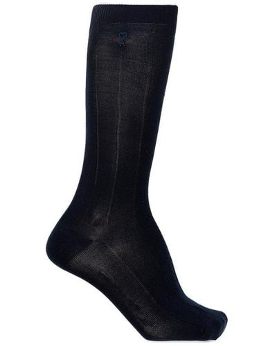 Ami Paris Socks With Logo - Black