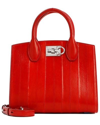 Ferragamo Alvatore Ferragamo Leather The Studio Box Mini Bag - Red
