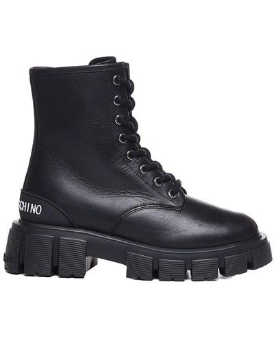Love Moschino Lace-up Ankle Boots - Black