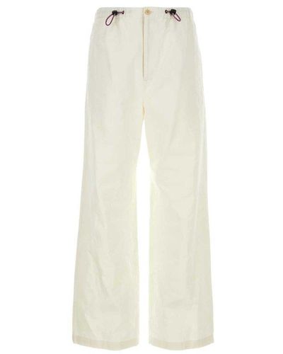Gucci Drawstring Ruched Drill Trousers - White