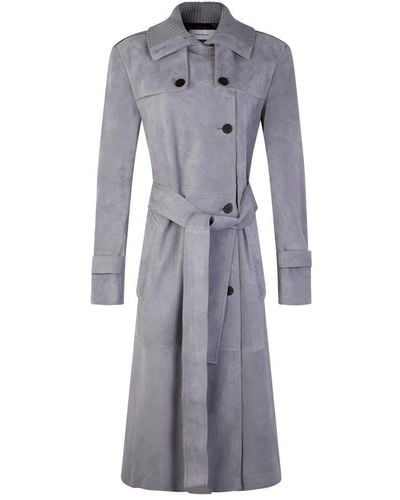 Ferragamo Belted Suede Coat - Gray