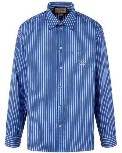Gucci Striped Cotton Shirt - Blue