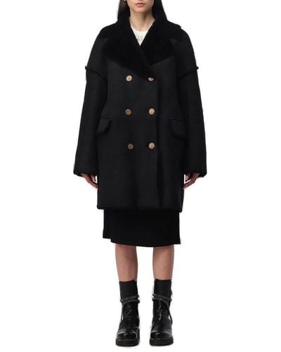 RED Valentino Red Double-breasted Long-sleeved Coat - Black