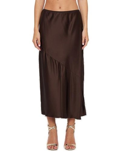 Erika Cavallini Semi Couture Side Slit Midi Skirt - Brown