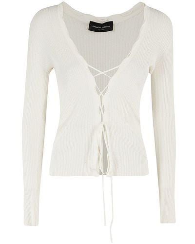 Roberto Collina Lace-up Ribbed Jumper - White
