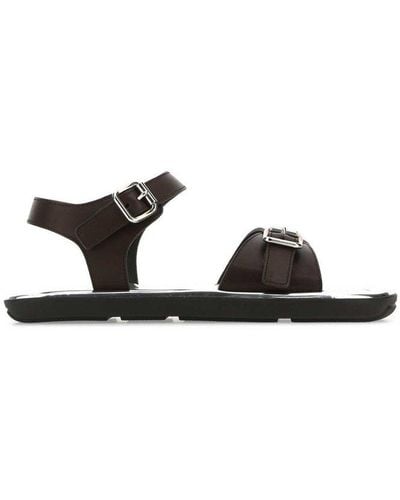 Prada Double Strap Buckled Sandals - Brown