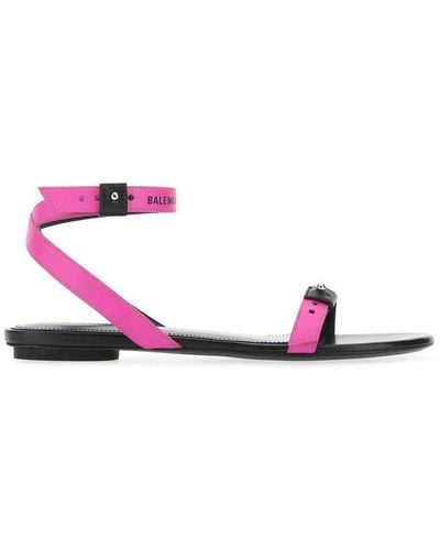 Balenciaga Logo Printed Strap Ankle Sandals - Pink