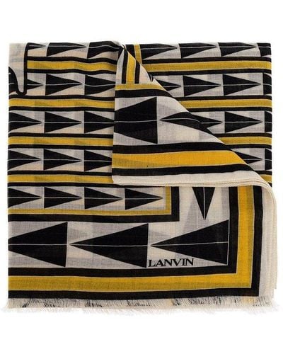 Lanvin Wool Scarf With Logo - Black