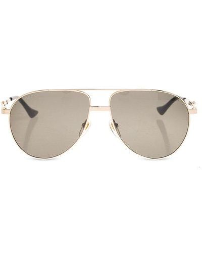 Gucci Eyewear Aviator Frame Sunglasse - Metallic