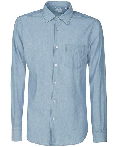 Aspesi Chest-pocketed Buttoned Denim Shirt - Blue