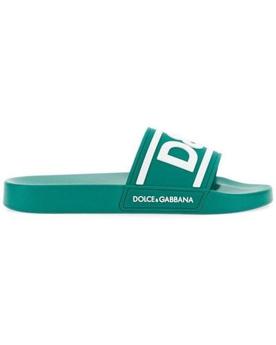 Dolce & Gabbana Logo Embossed Sandals - Green