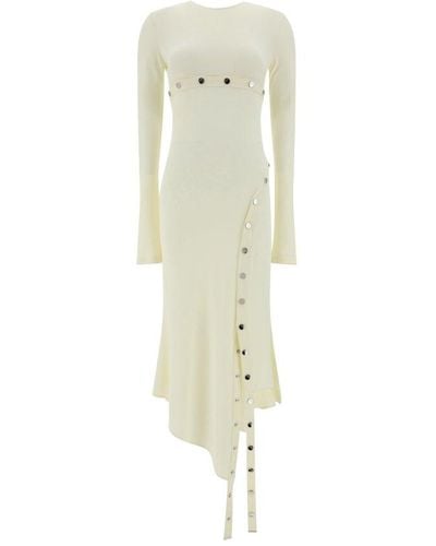 The Attico Asymmetric Convertible Long-sleeved Midi Dress - White