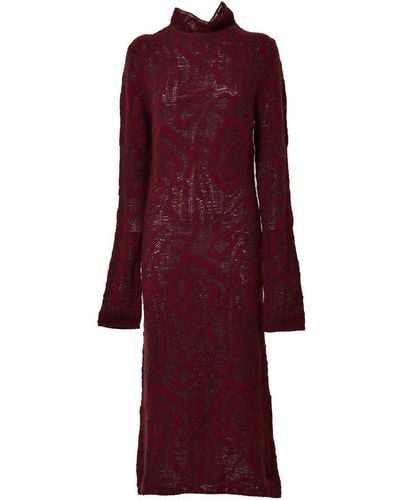 Etro Roll-neck Abstract Patterned Midi Dress - Purple