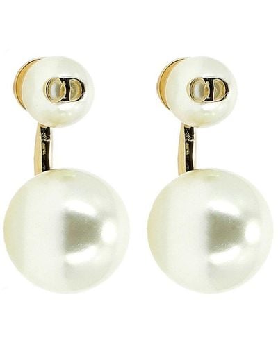 Dior Double-pearl Look Earrings - White
