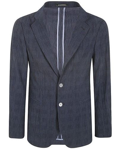 Emporio Armani Single-breasted Tailored Blazer - Blue