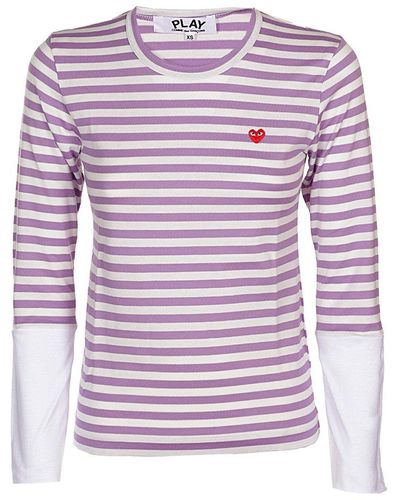COMME DES GARÇONS PLAY Striped Crewneck T-shirt - Purple