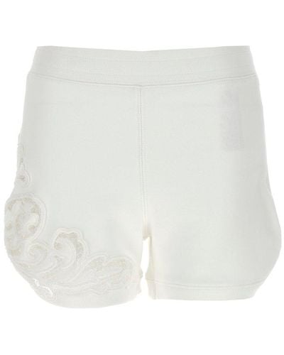 Ermanno Scervino High-waist Elasticated Waistband Laced Shorts - White