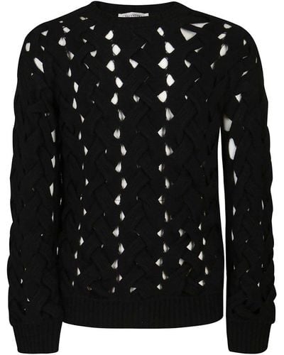 Valentino Cut-out Detail Knit Sweater - Black