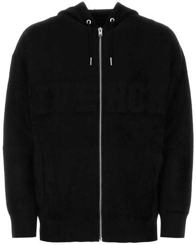 Givenchy Logo Detailed Zip-up Hooded Jacket - Black