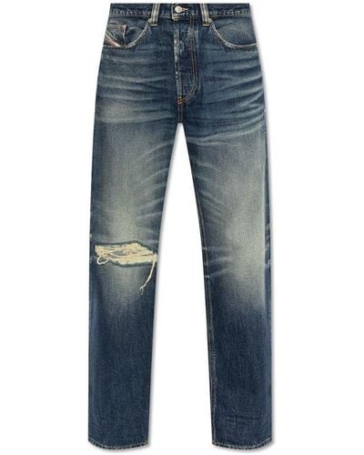 DIESEL 2010-d-macs Distressed Straight-leg Jeans - Blue