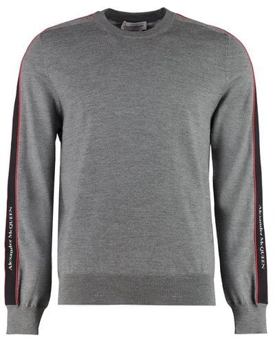 Alexander McQueen Logo Tape Crewneck Sweater - Grey