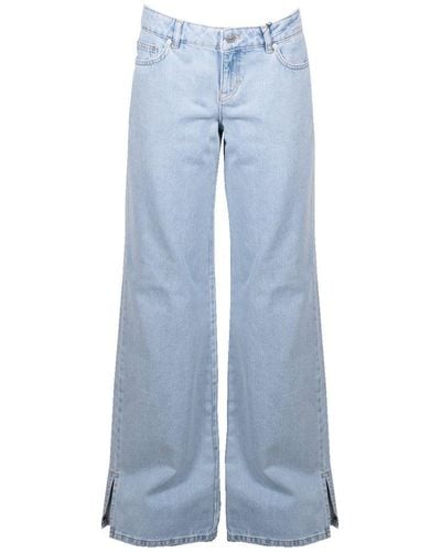 Chiara Ferragni Logo Embroidered Wide-leg Jeans - Blue