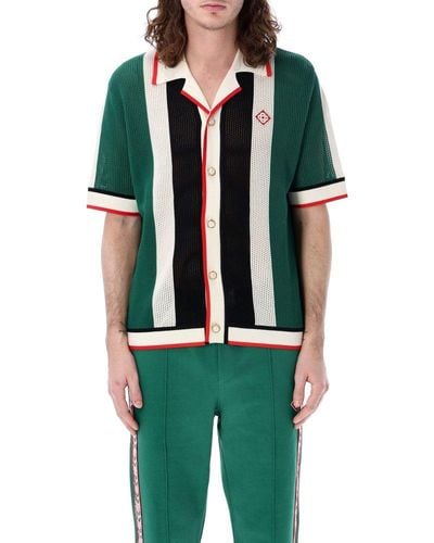 Casablancabrand Striped Mesh Shirt - Green