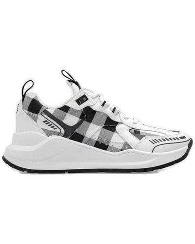 Burberry Check Pattern Canvas & Leather Sneaker - White