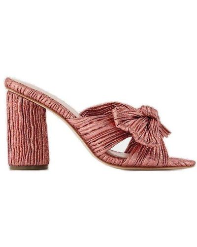 Loeffler Randall Micro-pleated Detailed Open-toe Mules - Red