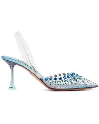 Aquazzura Starburst Pointed Toe Slingback Court Shoes - Blue