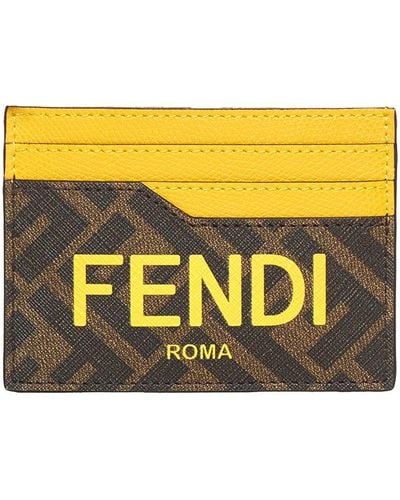 Fendi Logo Printed Cardholder - Yellow
