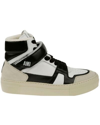 Ami Paris Logo Printed Lace-up Sneakers - Black