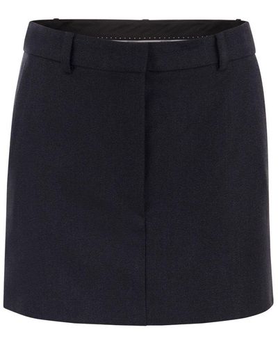 Sportmax Luciana Jaspé Wool Short Skirt - Blue