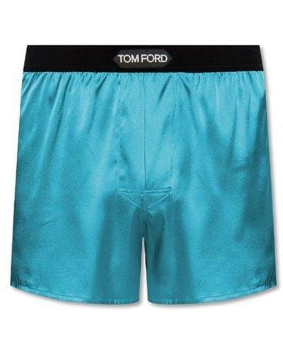 Tom Ford Silk Boxers With Logo - Blue