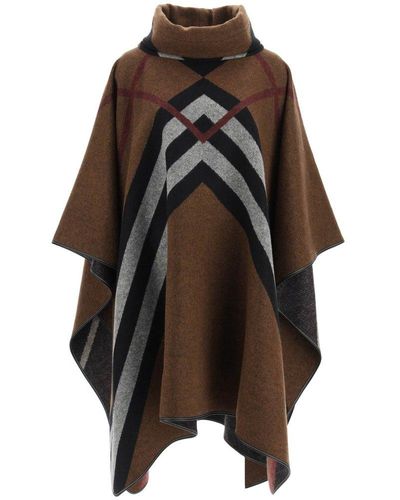 Burberry 'wootton' Cashmere Poncho - Brown