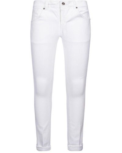 Dondup Button Detailed Straight Leg Jeans - White