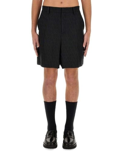 Valentino All-over Logo Patterned Bermuda Shorts - Black