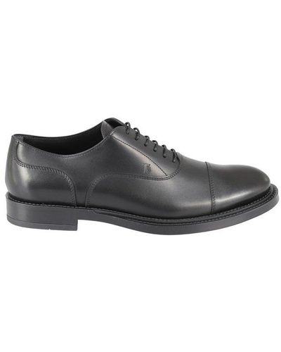 Tod's Logo Embroidered Lace-up Shoes - Black