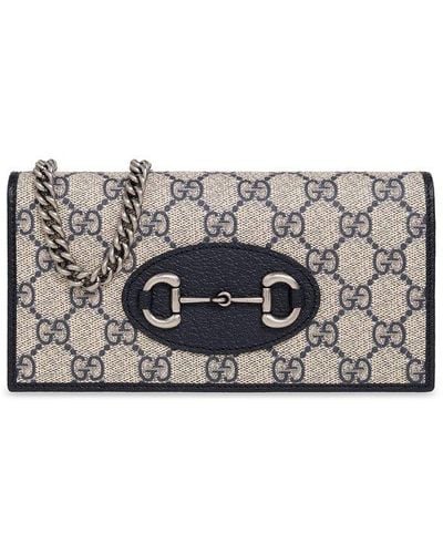 Gucci 'horsebit 1955' Wallet On Chain - Grey